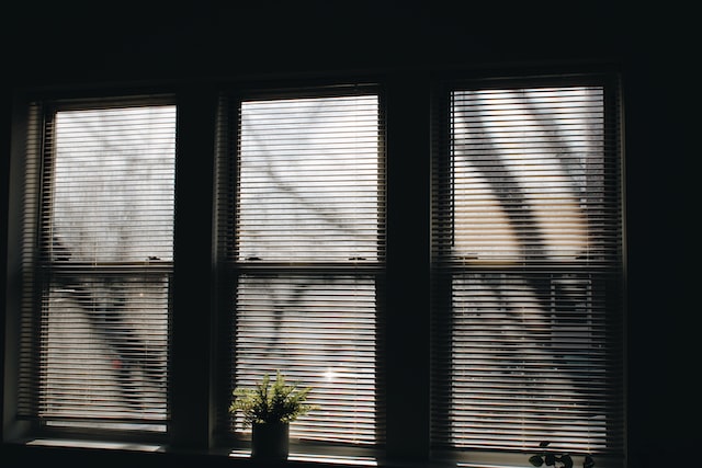 white blinds in the living room