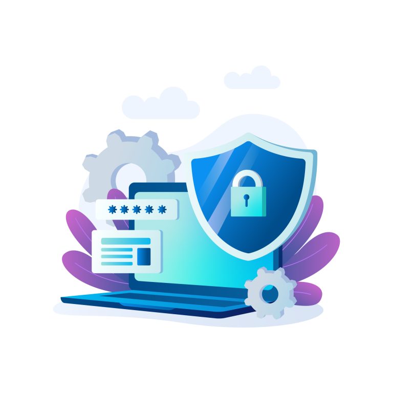 laptop security vector graphic